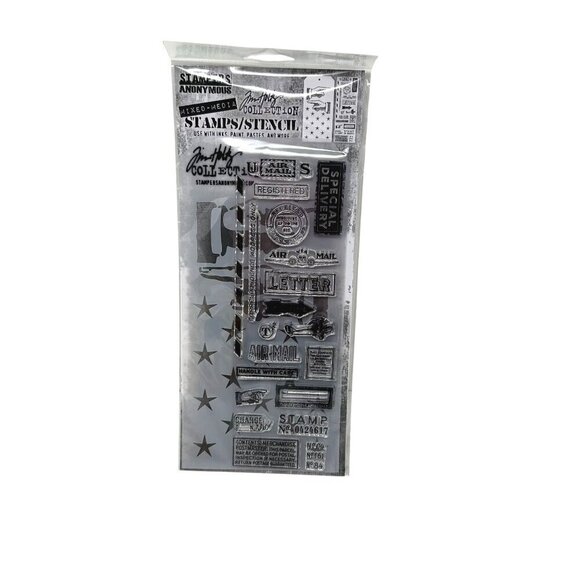 Tim Holtz Correspondence Clear Stamp Direction Stars Stencil THMM141 Mixed Media - Picture 1 of 6